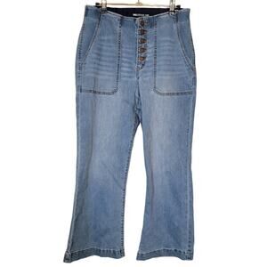 INC denim Women's Flare Bell Bottom Jeans Light Wash Elastic Waist Size 8/29